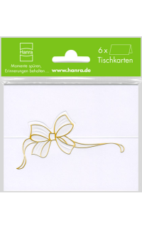6 Tischkarten Goldene Schleife