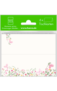 6 St. Tischkarten Blumenwiese