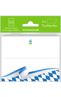Wie der Himmel: Weiß-blaue bayrische Aquarell Tischkarte im 6er Set