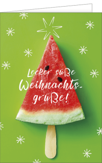 Weihnachtskarte fruchtig s&uuml;&szlig;er Melonenbaum mit Text